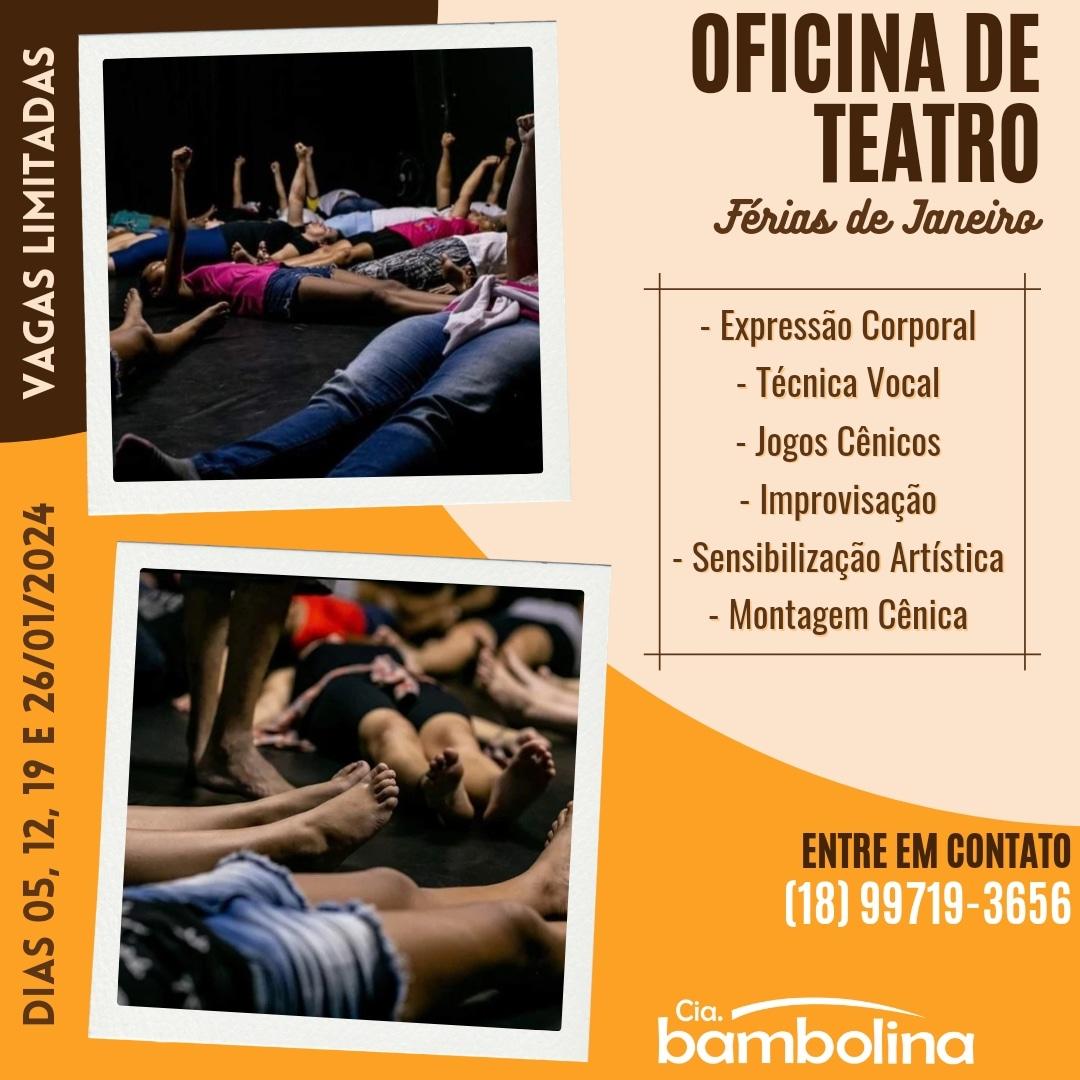 Cia. Bambolina vai ministrar Oficina de Teatro nas férias de janeiro em Paraguaçu Paulista